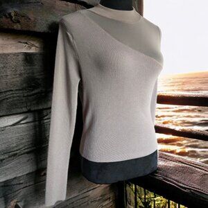 NWOT PROMISE (S) Shaper Fit Asymmetrical Mesh and Rib-Knit Top